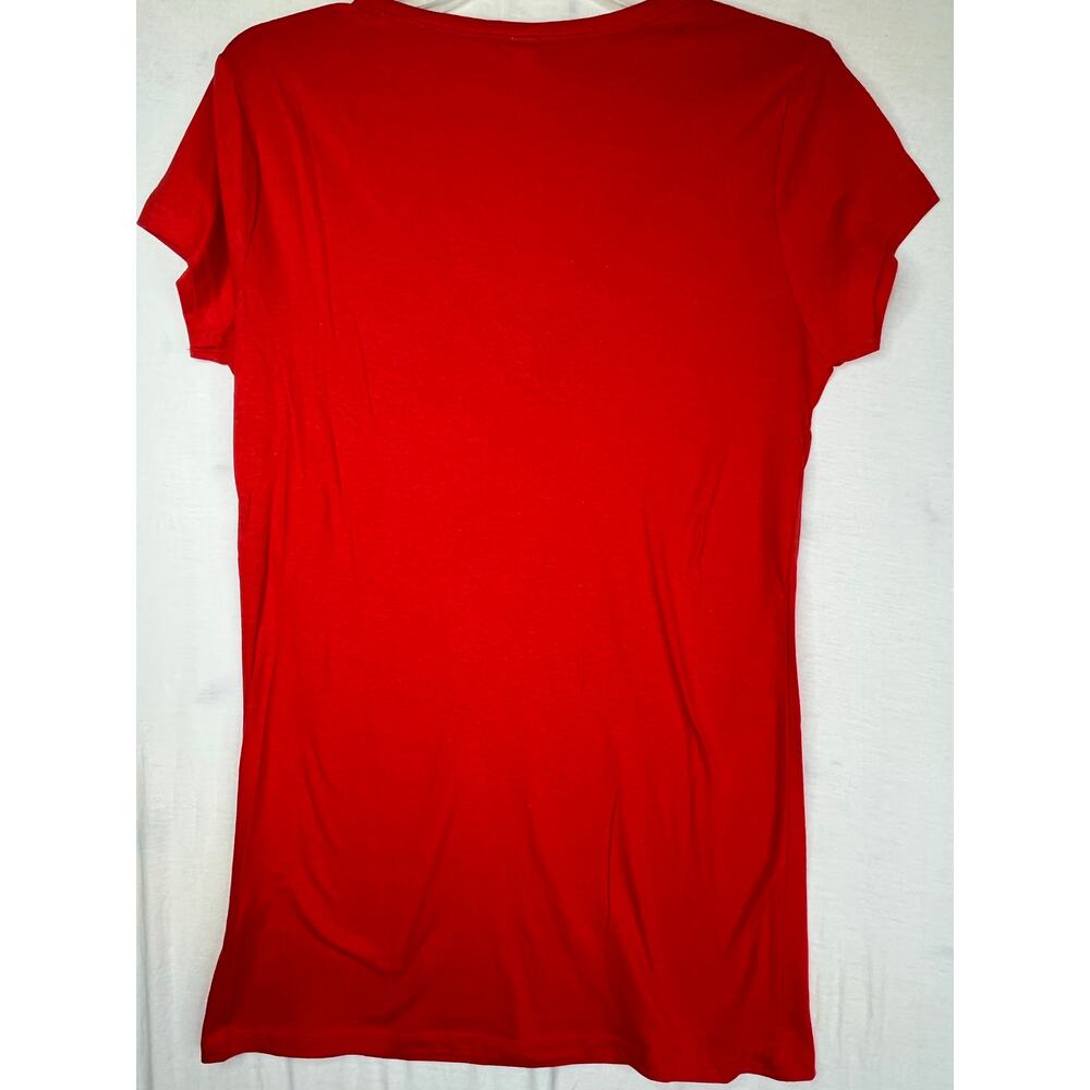 Rue 21 V-neck rhinestone embellished T-shirt in red, size XL juniors, EUC - Picture 7 of 7